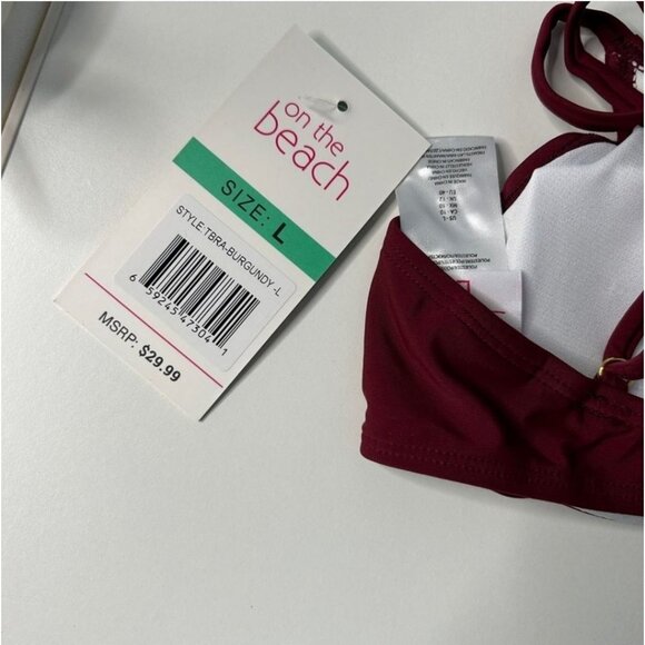 NWT 2 Piece On The Beach Burgundy Bathing Suits Size Medium and Large - Picture 4 of 6